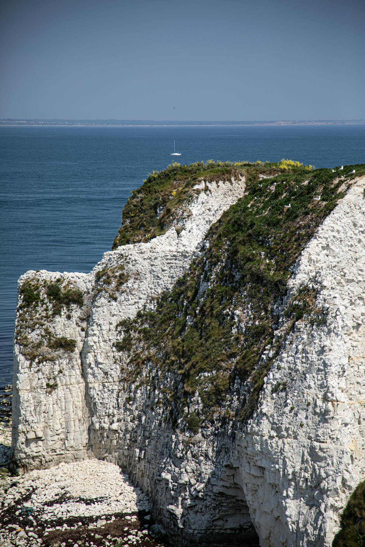 White chalk cliffs overlooking the English Channel