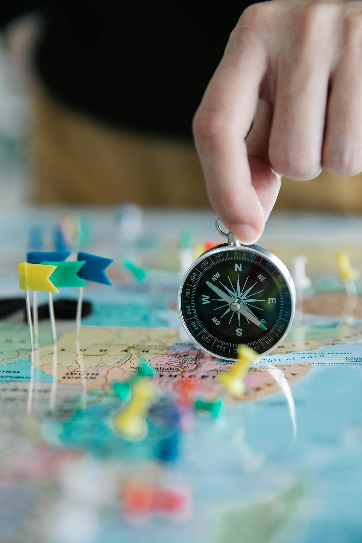 Map and navigation tools on a yacht chart table