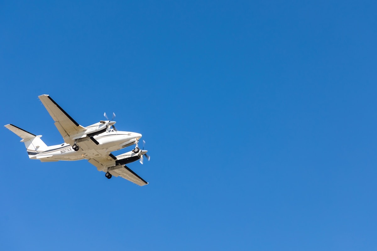 Small turboprop aircraft on an airport apron