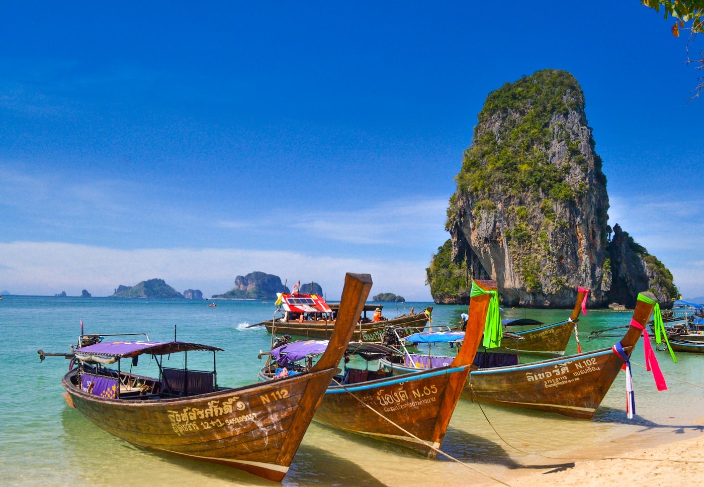 Limestone karsts rising from the sea in Phang Nga Bay, Thailand